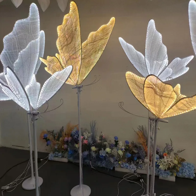 Giant Light Up Butterfly Road Lead LED Butterfly Props For Wedding Decor Wings LED Romantic Hanging Lamp