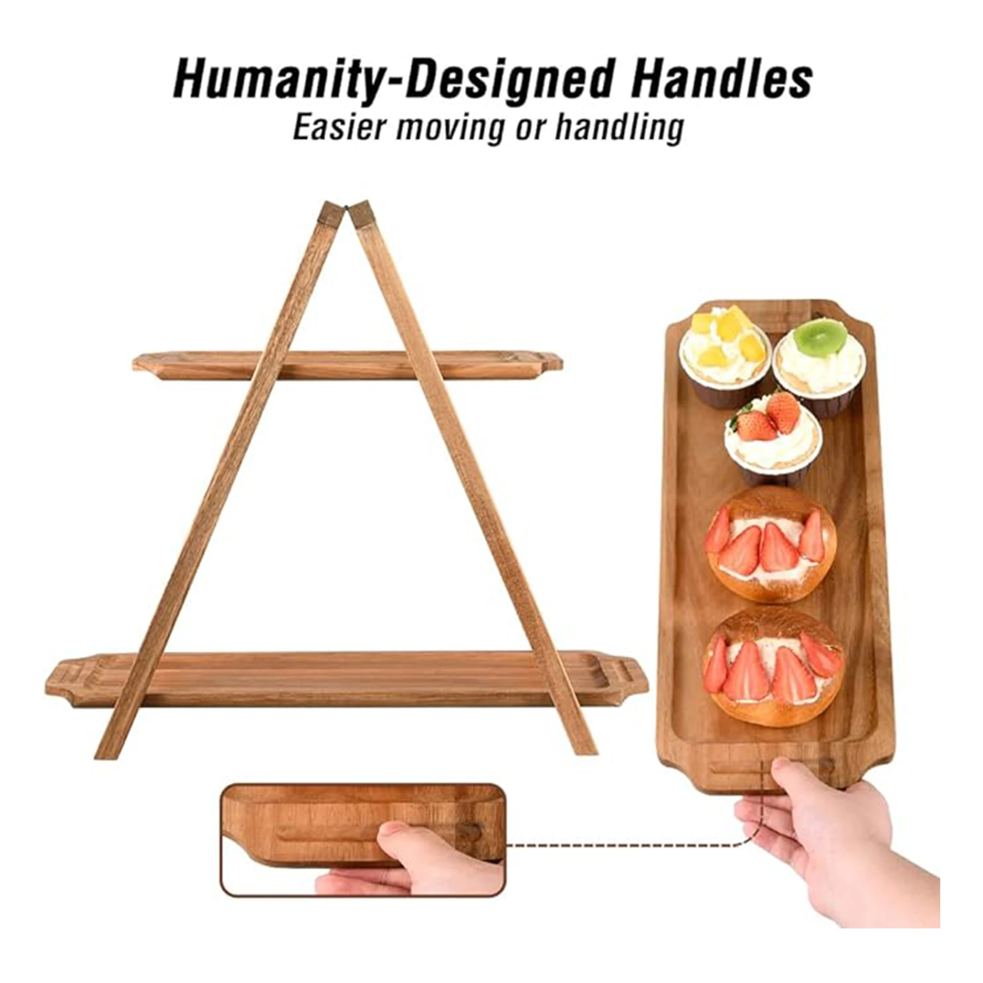 Adjustable Dessert Display Rack Department Engagement Cake Stand Bamboo Wood Three-Layer Cake Stands For Wedding Cakes