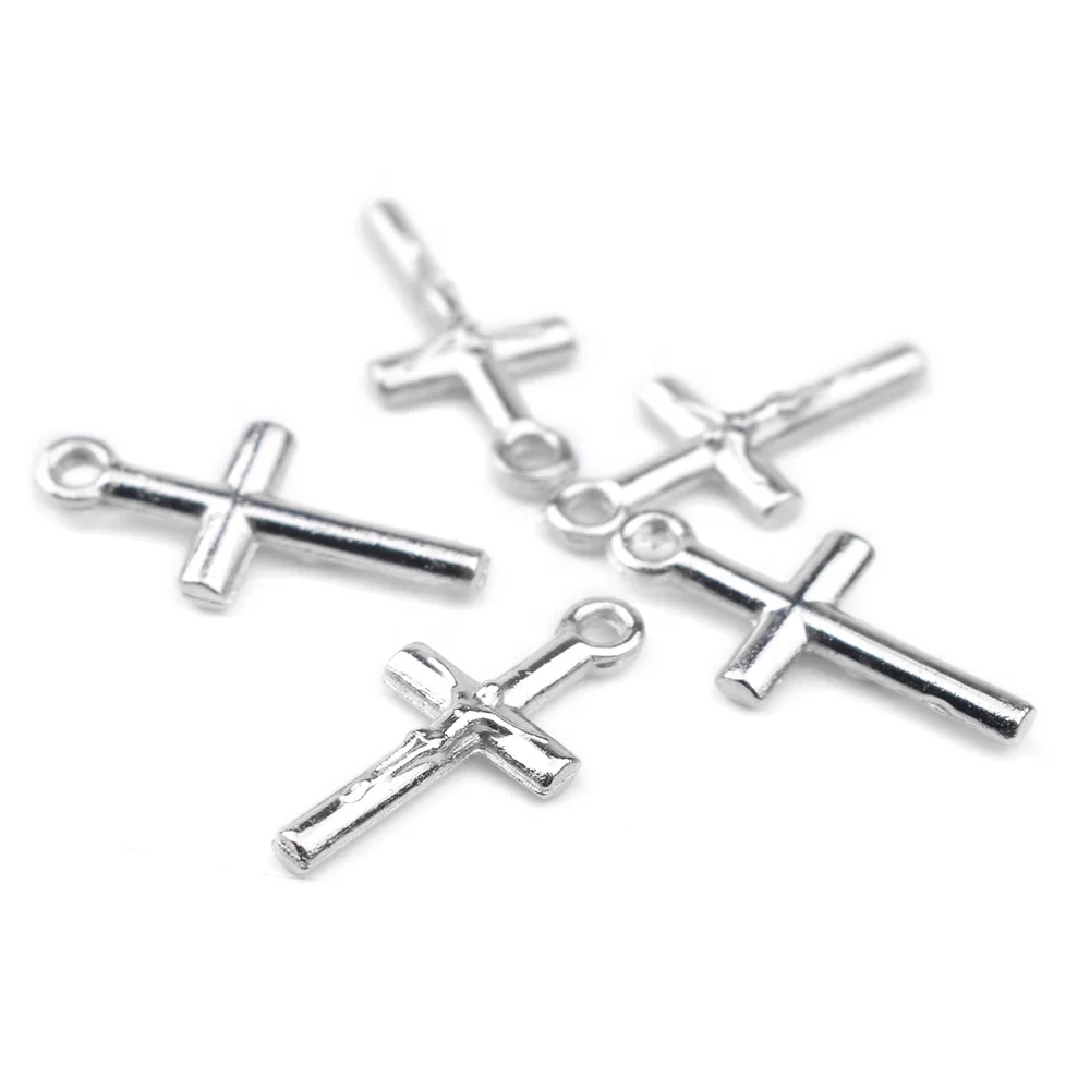 Religious Catholic Silver Crosses for Bracelet Making 19x9mm Cross Crucifix