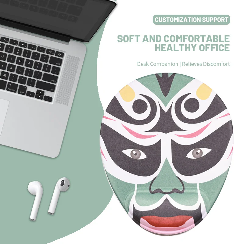 Custom Logo Mouse Mat Silicone Chinese style national culture Gel Mouse Pad with Wrist Rest