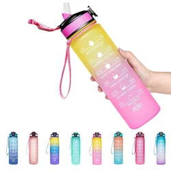 Water bottle 1 liter plastic Large Capacity Fitness Sports Water Jug Sports Drinking Motivational Water Bottle with Time Marker