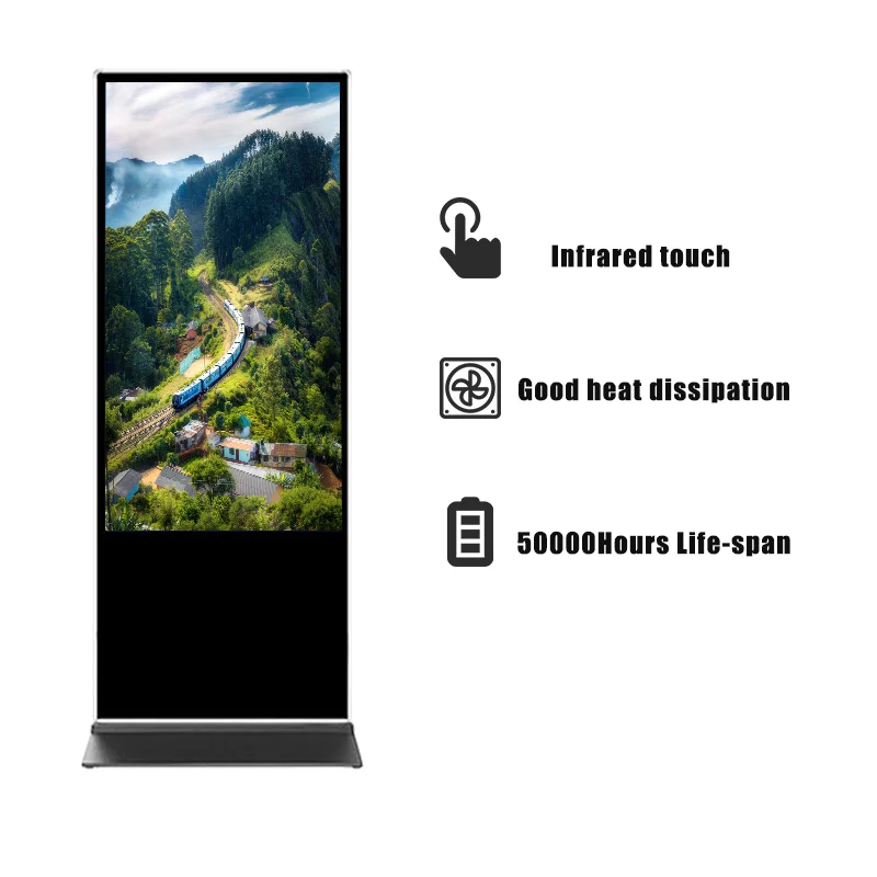 43 49 55 65 дюймов Напольный вертикальный ЖК-дисплей вертикальный инфракрасный сенсорный экран Full Hd интерактивный рекламный цифровой дисплей