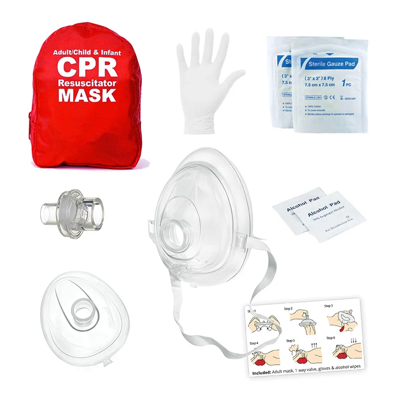 First Aid Adult/Child CPR Pocket Resuscitator, Medical CPR Rescue Mask