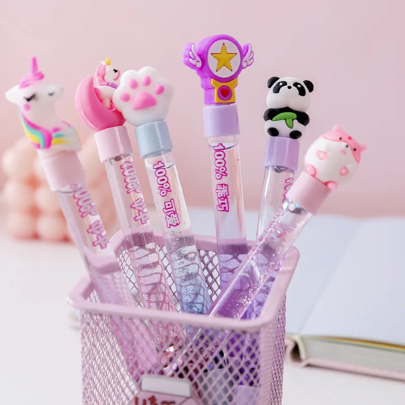 Kawaii Moon Star Unicorn Liquid Quicksand Glitter Gel Pen Neutral Pen Sequins Decorate Signature Pen