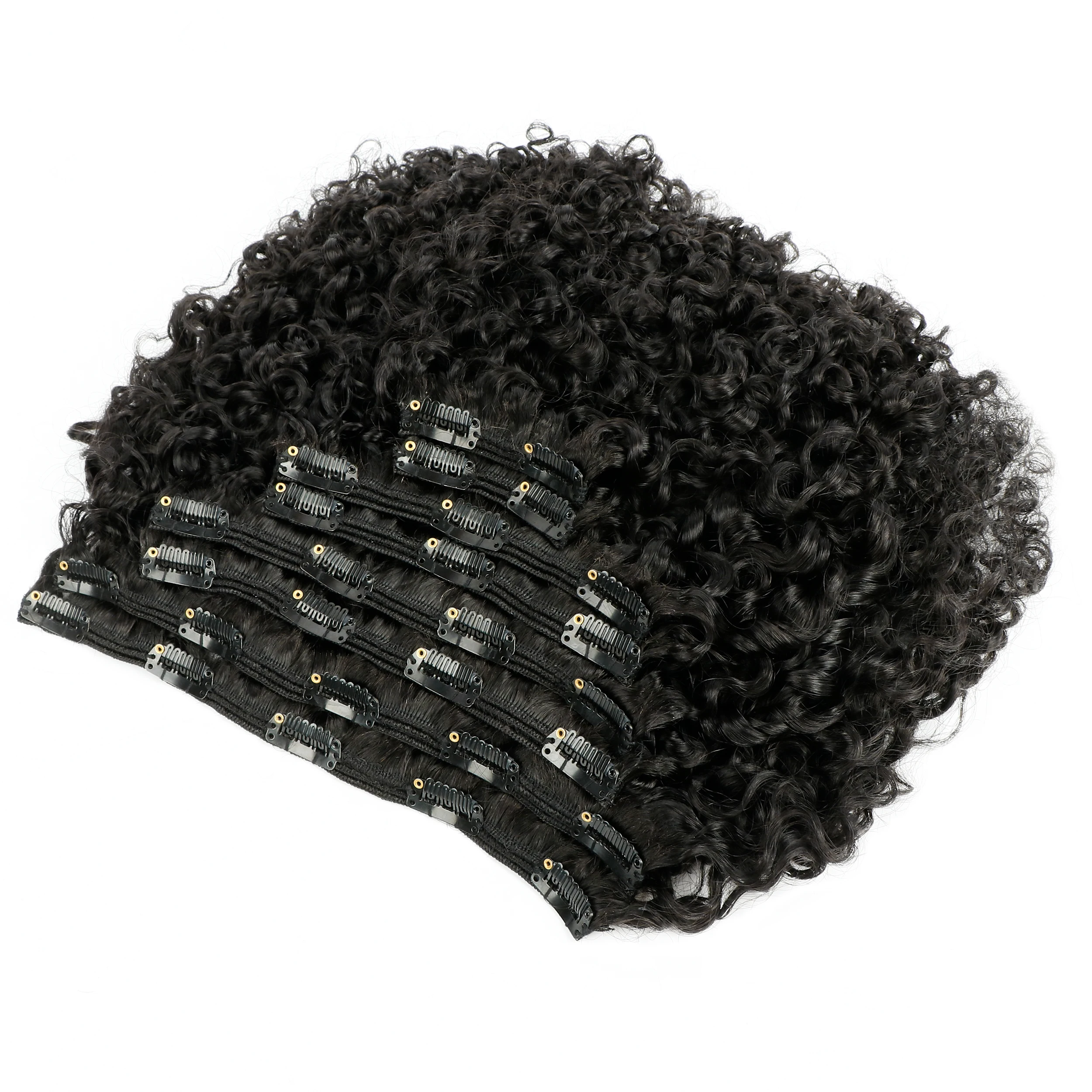 Wholesale Kinky Straight Yaki Cuticle Virgin Remy Kinky Curly Human Hair Clip In Hair Extensions