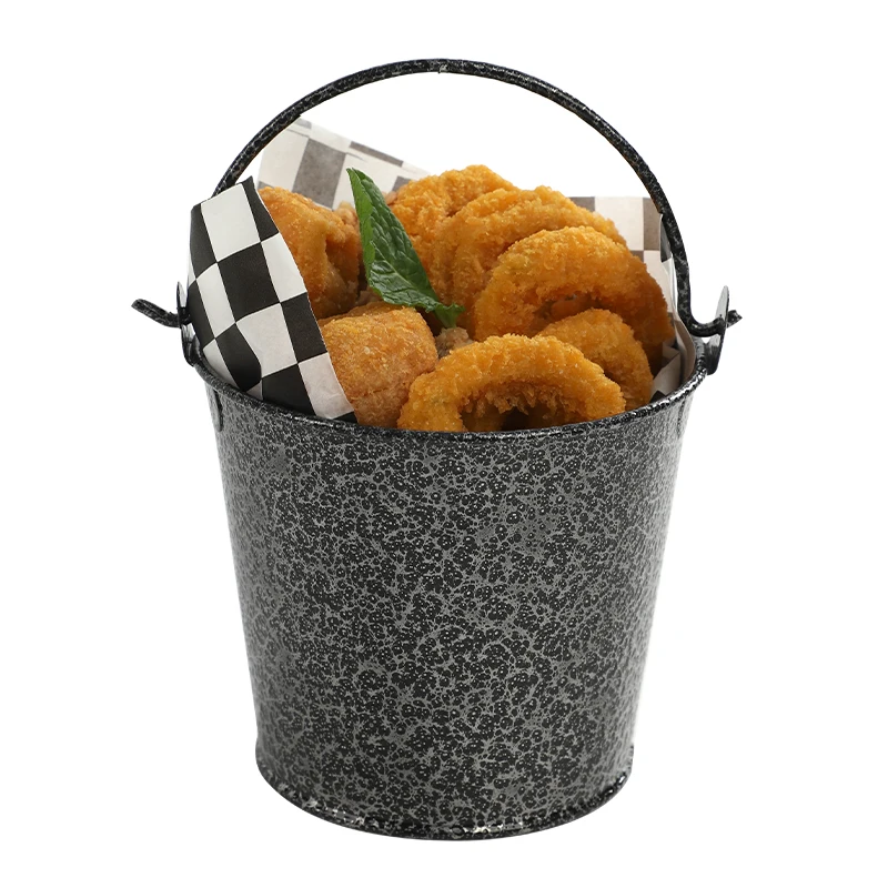 Food Grade Mini Stainless steel Serving Bucket Icing French Fries Tin Pails Snack bucket French fries