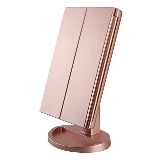 Best Sellers Adjustable Touching Screen 22 Led Cosmetics Makeup Mirror With Lights usb Charging 180 Degree Desktop for makeup