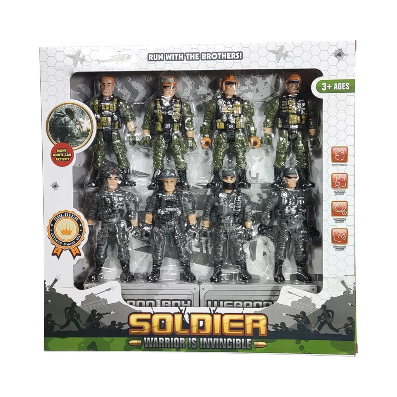 High Quality 8pcs Plastic Mobility Limbs Soldier Figure Military Soldier Model Army Soldier Toys