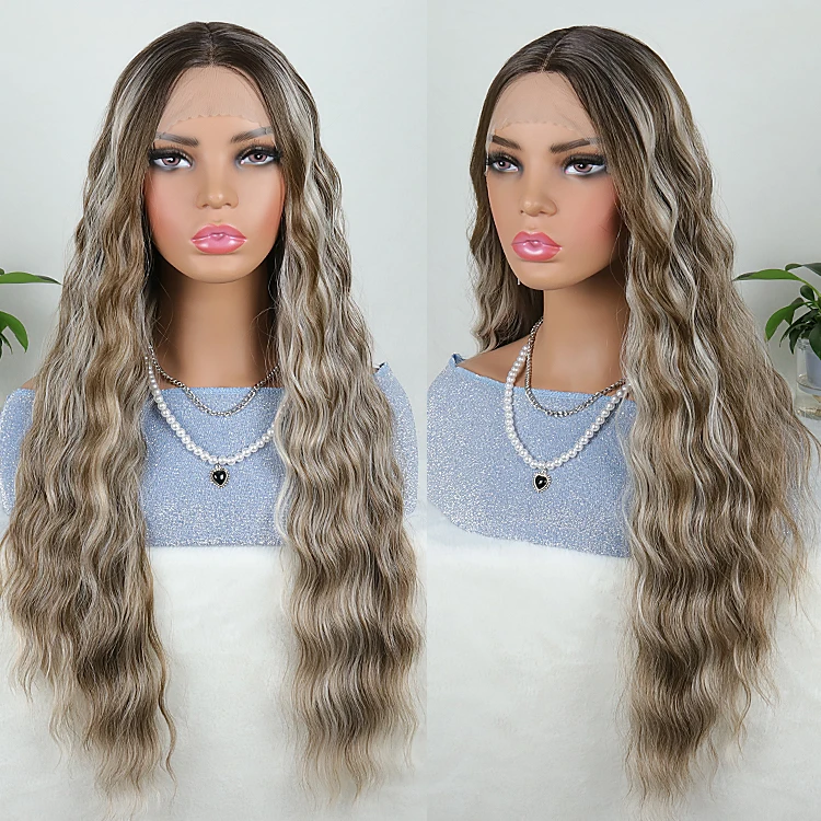 Julianna Wholesale Loose Curly Wave Smooth High Quality Futura Free T Part Lace High Temperature Fibre Synthetic Lace Front Wigs
