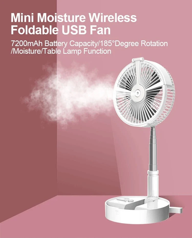 
2020 Newest Amazon Hot selling 3 in 1 Multifunction Telescopic storage foldable rechargeable mini fan with light 