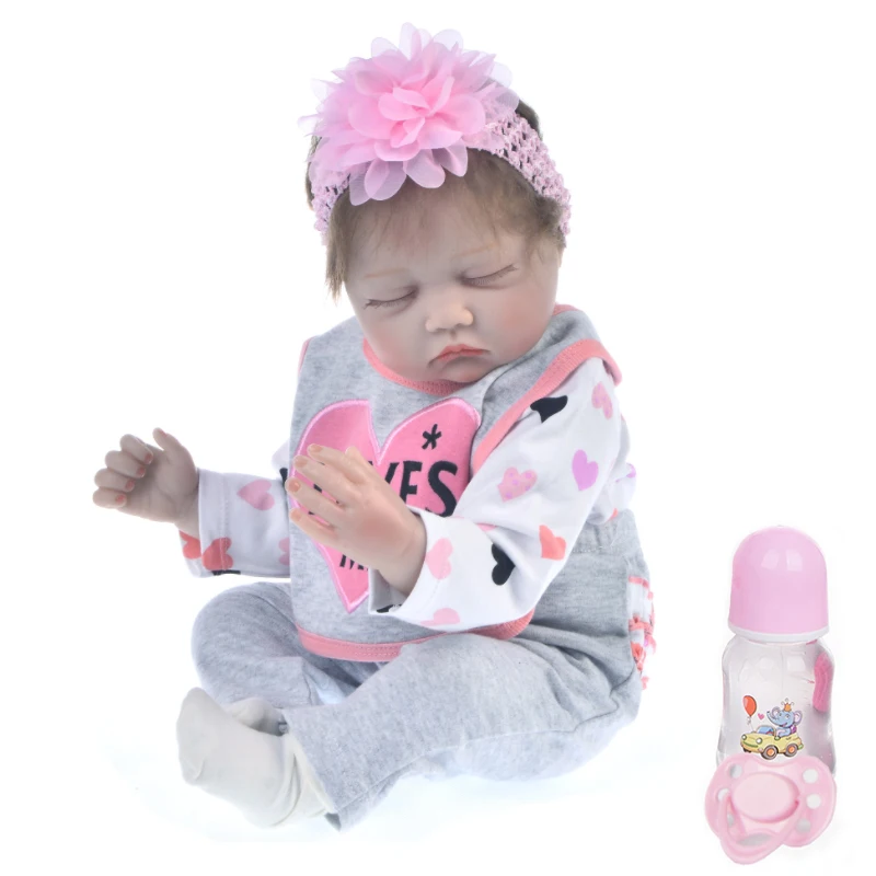55cm kid Toy Simulation hair Sleeping Vinyl Girl Realistic Bebe Doll Reborn