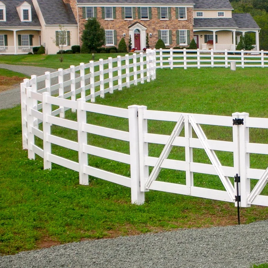 fentech vinyl pvc white horse rail fence