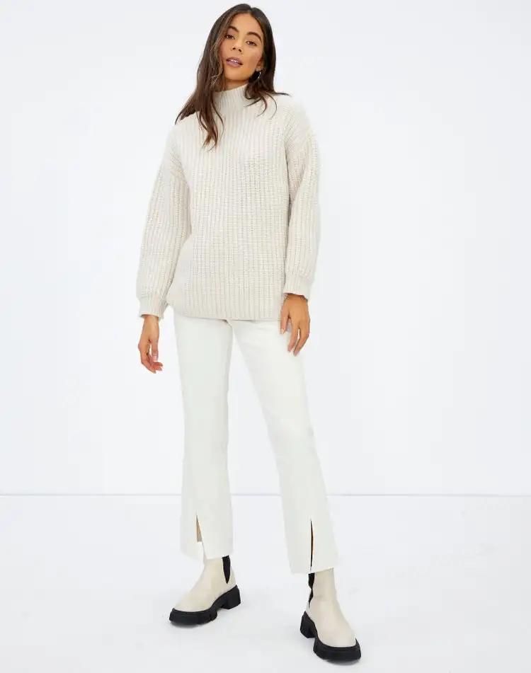 Классический шерстяной белый свитер VSCOO на заказ, пуловер большого размера, Смешанная водолазка, женские свитера