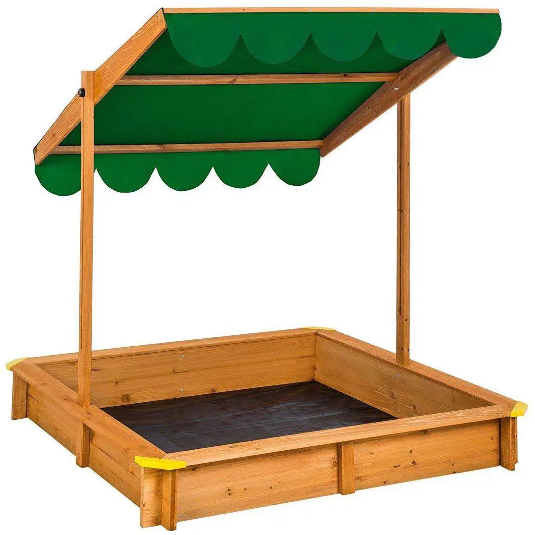 Outdoor Playing Beach Children Wooden Sandbox with Bench Seat for Kids