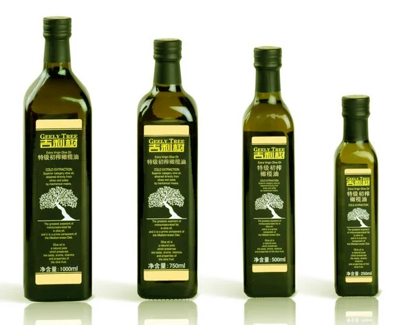 100ml 150ml 250ml 500ml 750ml 1000ml Clear Green Square Glass Olive Oil Bottle with Screw Cap