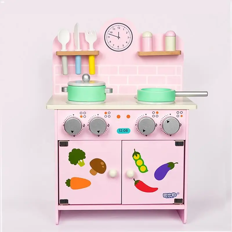 New Arrival Best Quality Children Wooden Stove Cooking Kids Baby Kitchen Set Toys
