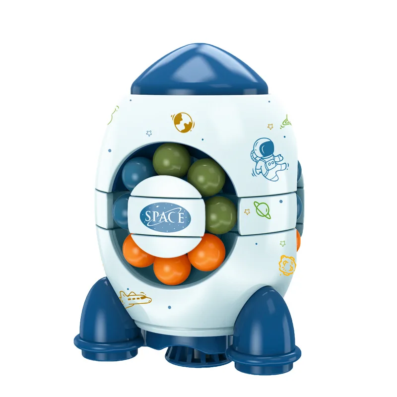 LQQ1245 Rotating Magic Bean Fidget Toys Rockets Intelligence Bead Puzzle Rotating Cube Fingertop Gyroscope Toy