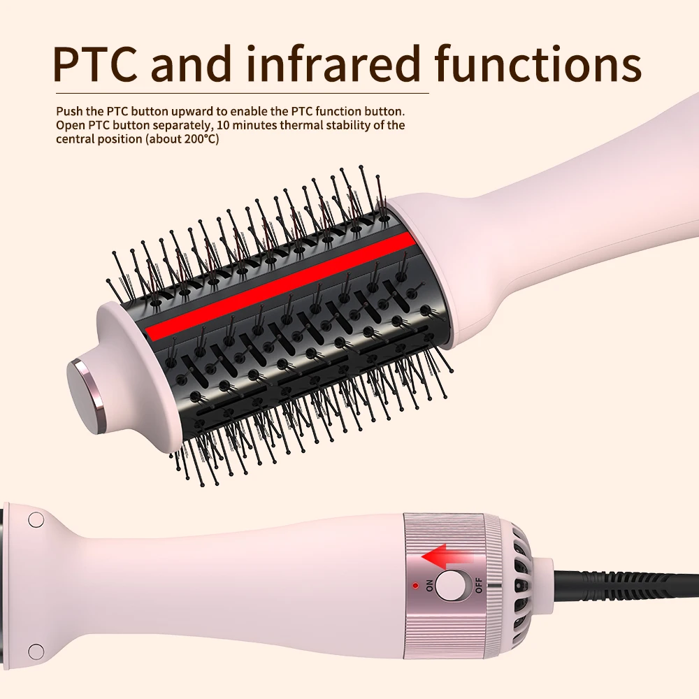Ulelay Top Seller Factory Hot Sale 3 in 1 PTC and Infrared Rotating Hair Dryer Brush Professional Comb  One Step Hot Air Brush