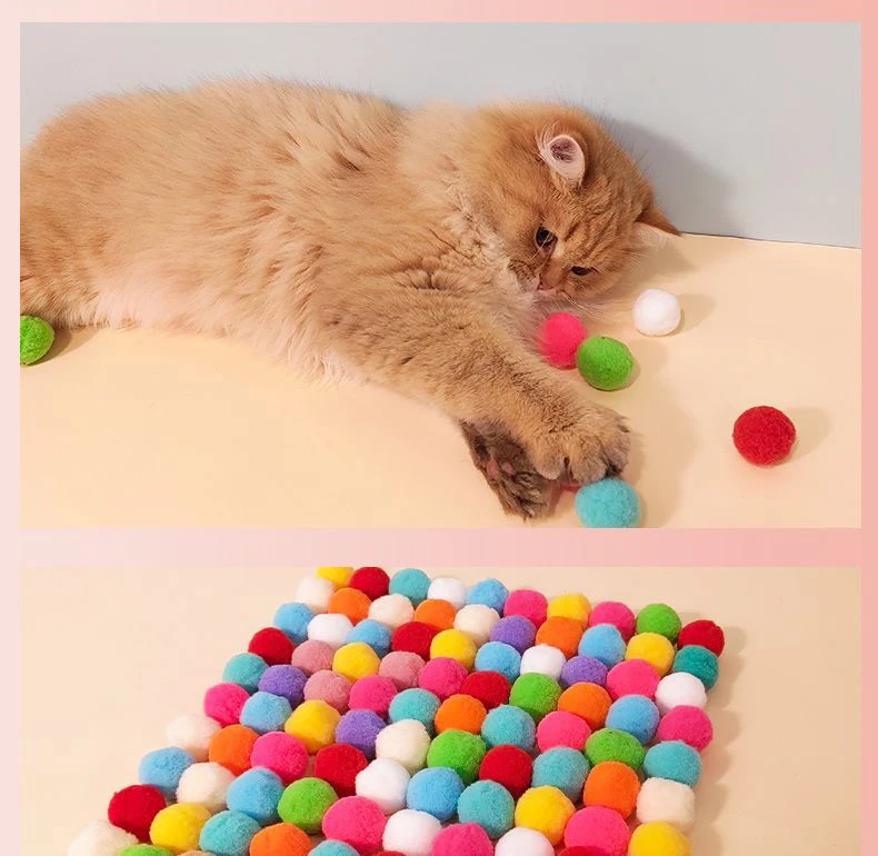 Cat Plush Toy Launching Gun Micro-elastic Soft Fuzzy Cat Toy Balls with Launching Gun  Chew Ball Pet Cat Scratcher Toys
