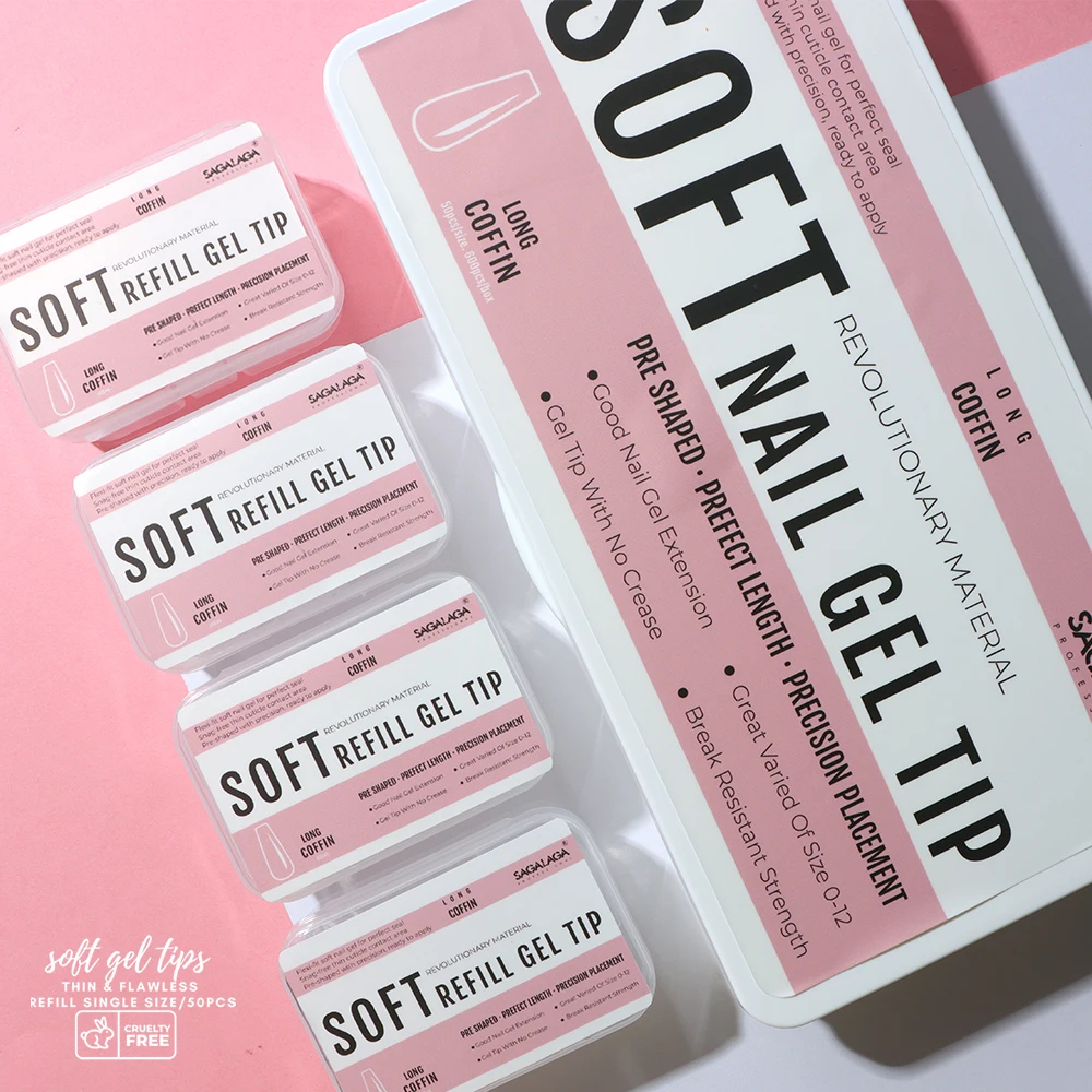 Full Cover Soft Almond False Nail Tips Refill Short Gel Art Fake Nails For Nail Salon Diy Home Manicure Design