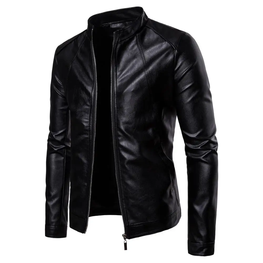 
Fashion Designs Boys Classic Biker Jacket Motorcycle Pu Faux Leather Jacket for Mens blazer masculino slim fit Leather Coat 
