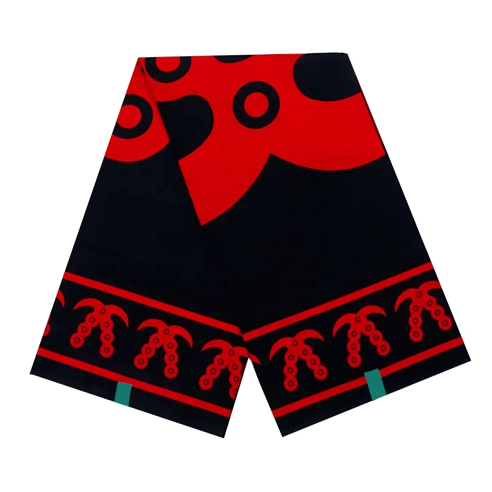 V1452 Black red real tissu africain wax pagne veritable cotton printed african wax fabric print ankara