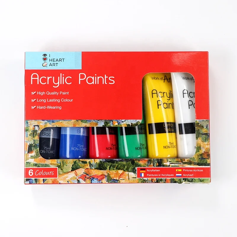 6 видов цветов 75 мл нетоксичный для художников идеально подходит холст картины акриловых красок