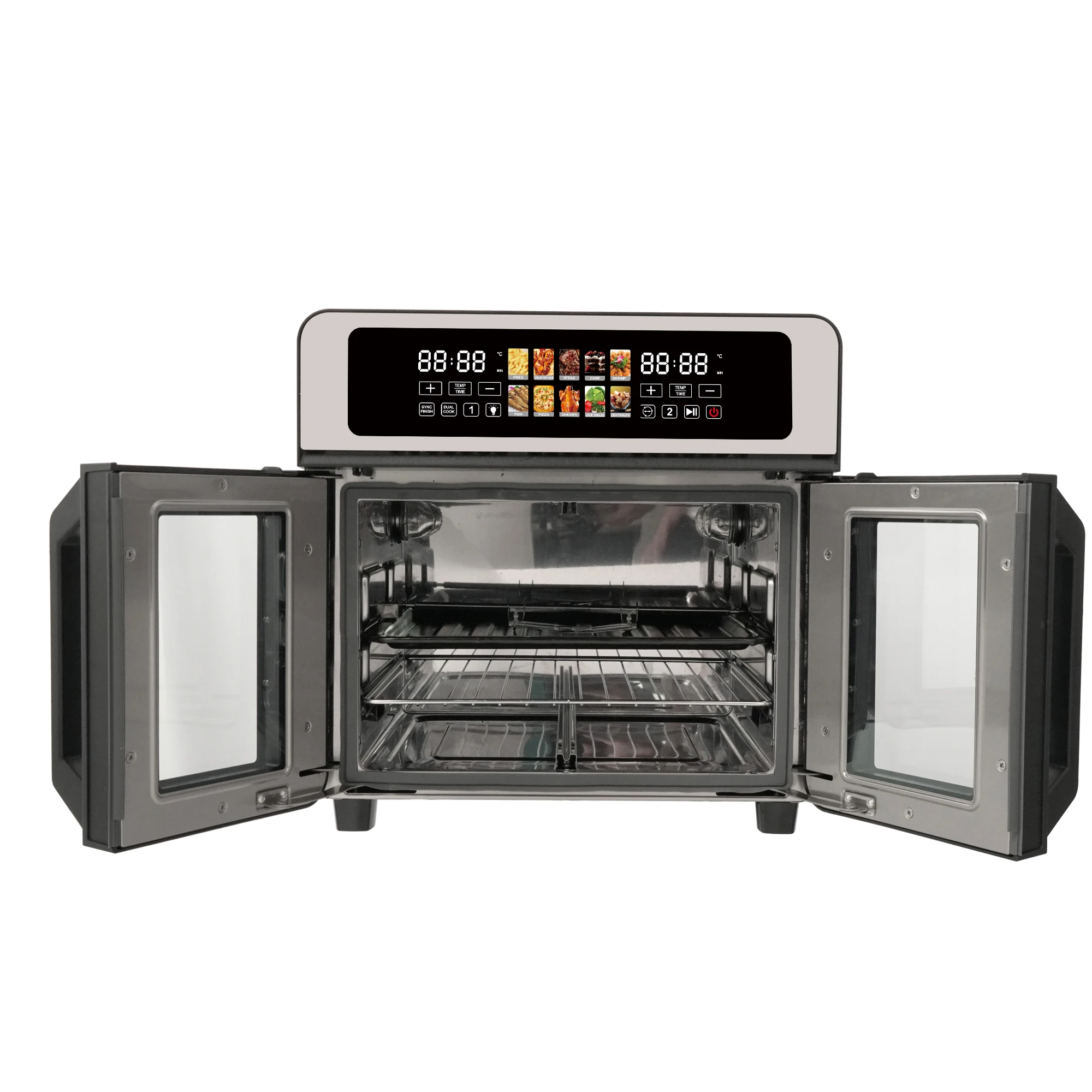 New Style Touch Screen Air Fryer With Oven French Door Air Deep Fryer Oven Stainless Steel 25l Air Fryer Toaster Oven At Home