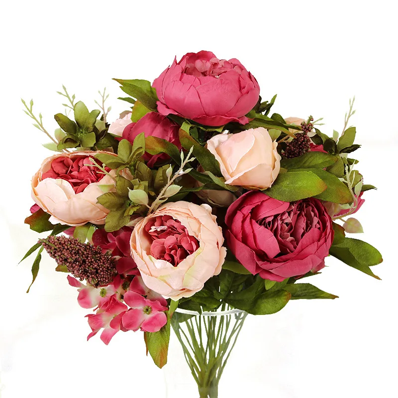 Top Quality Peony Flowers Ted Bakerthistle Peonie Artificial Peonies Flower Bouquet Silk Wedding Decoration Flower