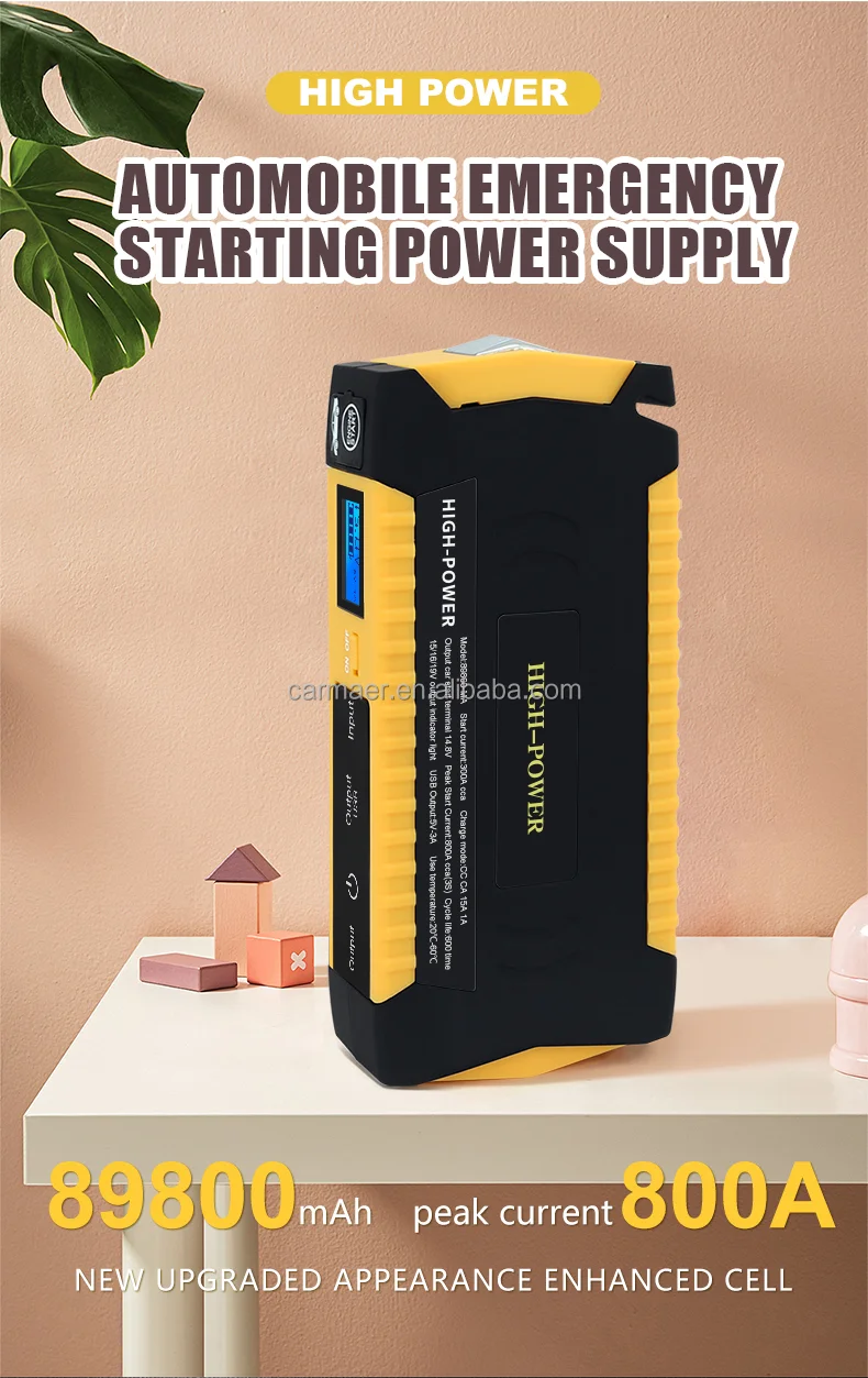 Стартер перемычка 12v 89800 мА/ч Автомобильный аварийный 800a Powerbank для автомобильных кабельных