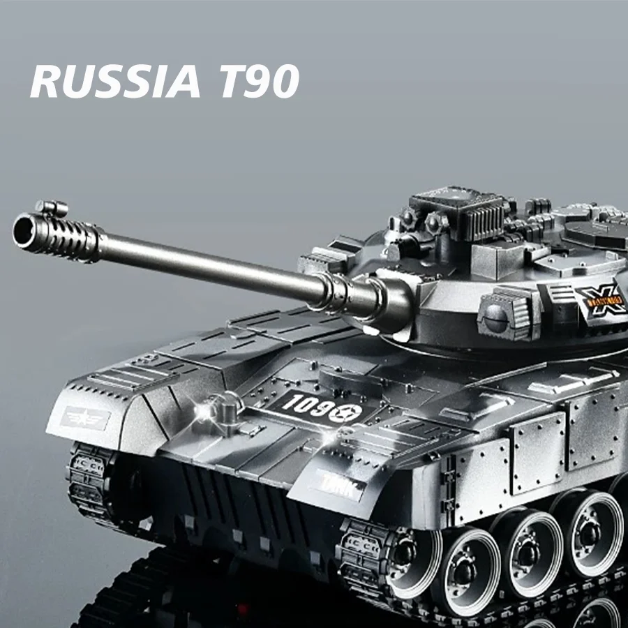 1:24 27MHz Remote Control Russia T90 Tank RC Tank Military Battle Model Toy Car Rc Crawler Toy Men