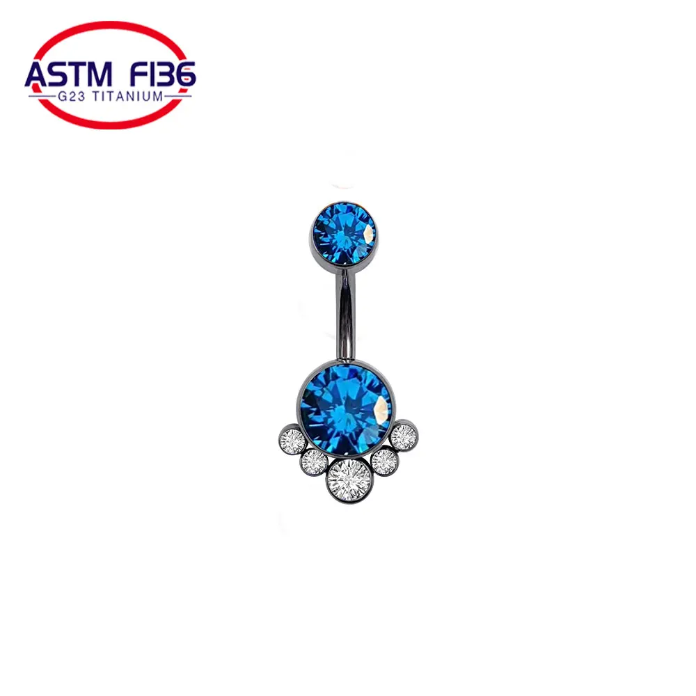 ASTM F136 Titanium Set Zircon/Opal Belly Button Ring Fashion Jewelry navel Piercing Jewelry Body Daith Piercing