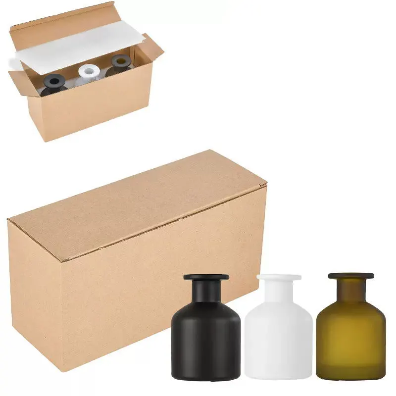 Wholesale custom color 100ml 150ml 200ml round Glass Reed Diffuser Bottle Empty Square Glass Black Bottle With Fiber Sticks