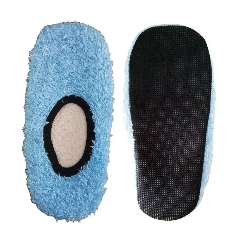 Wholesale adult black home fuzzy anti slip non skid floor comfy travel slippers socks