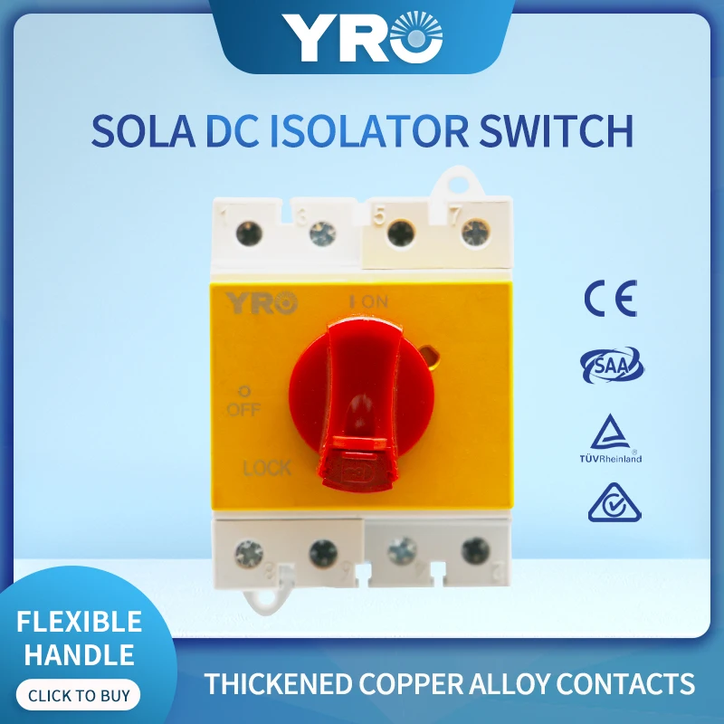 YRO brand DC rotary Isolator Switches 1000V for solar dc isolation din-rail 16a 25a 32a 2p 4p