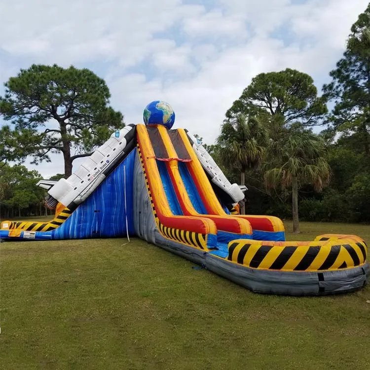 Beautiful Dual Lane Space Shuttle Inflatable Water Slide Outdoor Fun Huge Kid Adults Playing Inflatable Air Bounce Slide On Sale