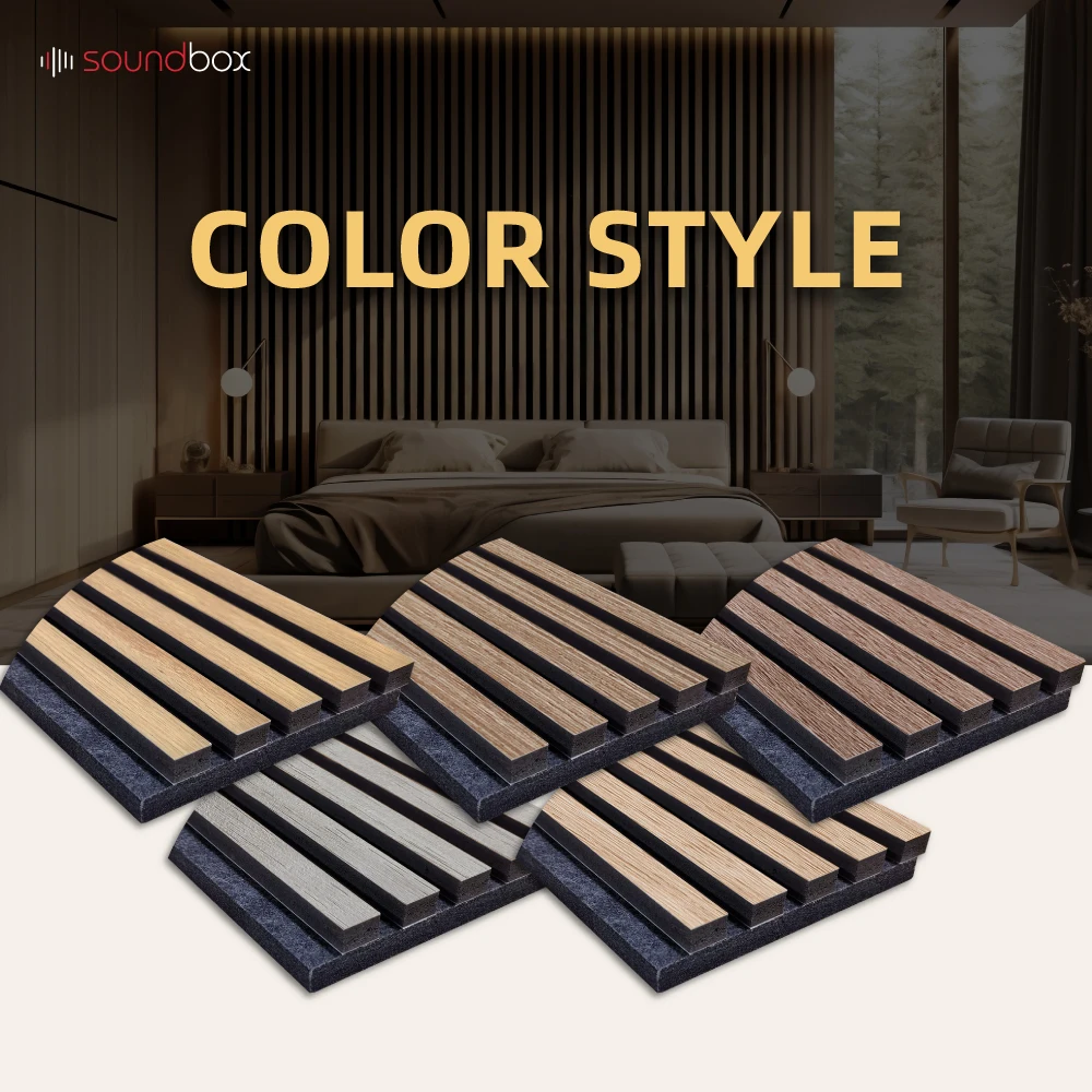 Soundbox pet 24mm biz hexagon wood fiber melamine fabric track for acoustic panel sound proof