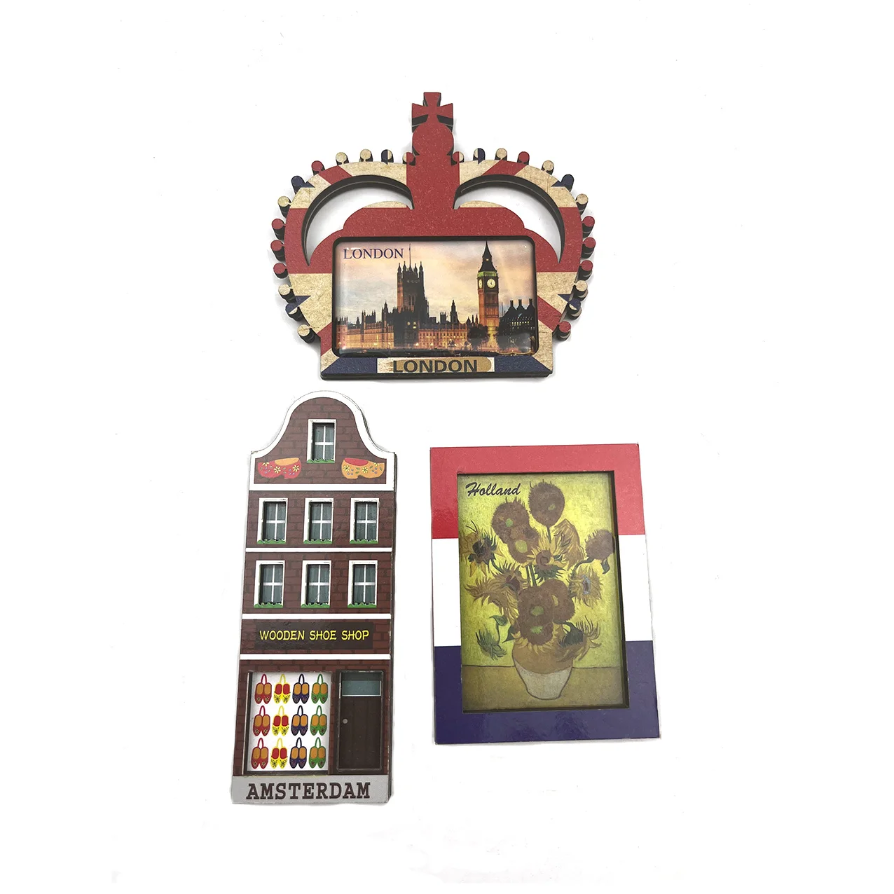Holland   wooden fridge magnet custom manufacturer  photo frame  tourist souvenir making machine  paper sticker  fridge magnet