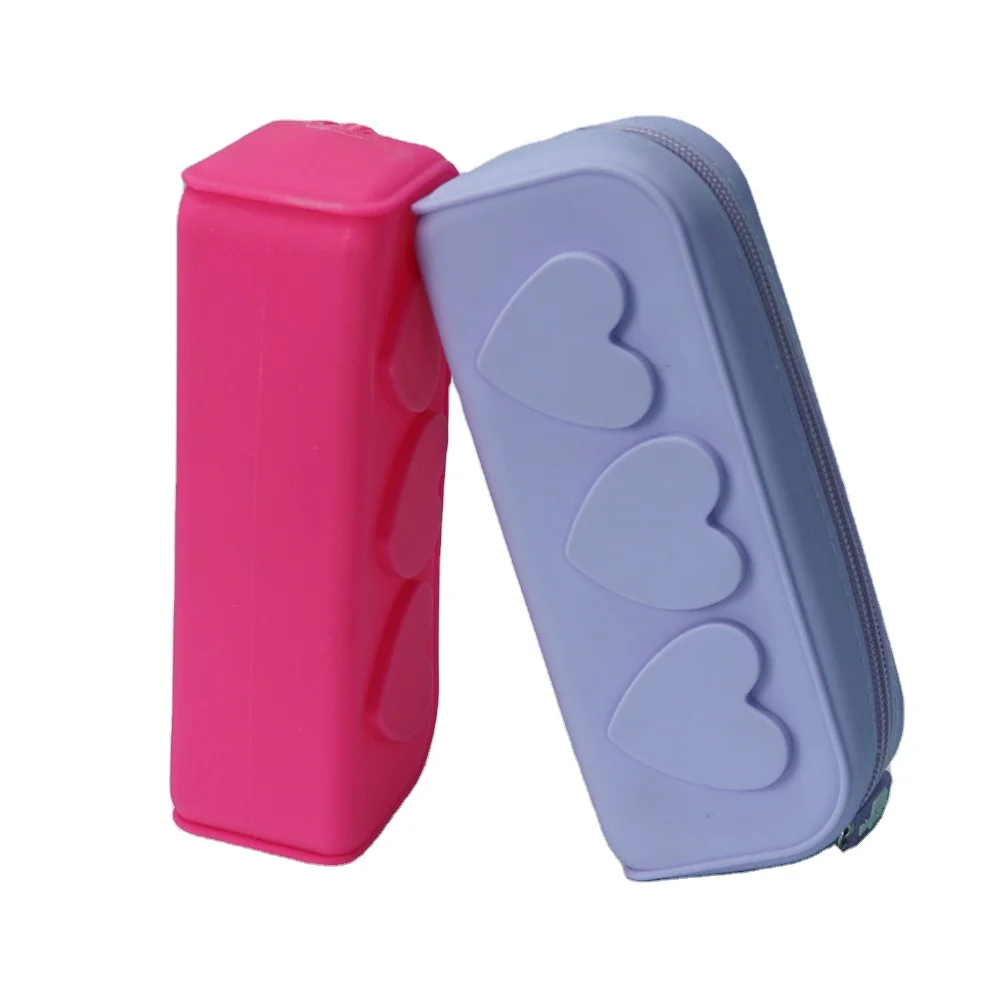 Silicone Love stationery bag 3D Brown  Pencil Box Silicone Girls Boys Storage Bag