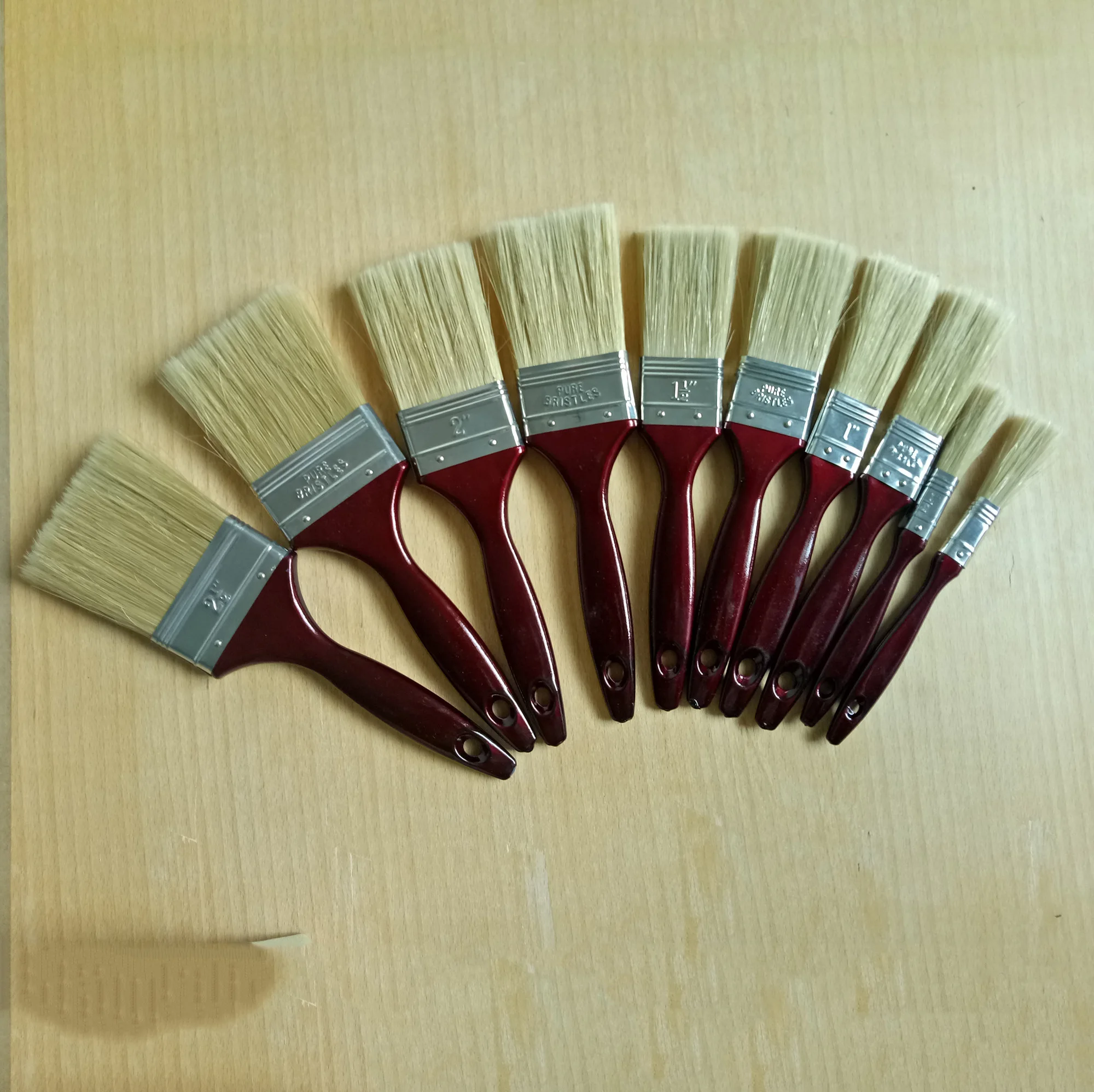 812512	10PCS PURE BRISTLES PAINTING PLASTIC HANDLE PAINT BRUSH SET