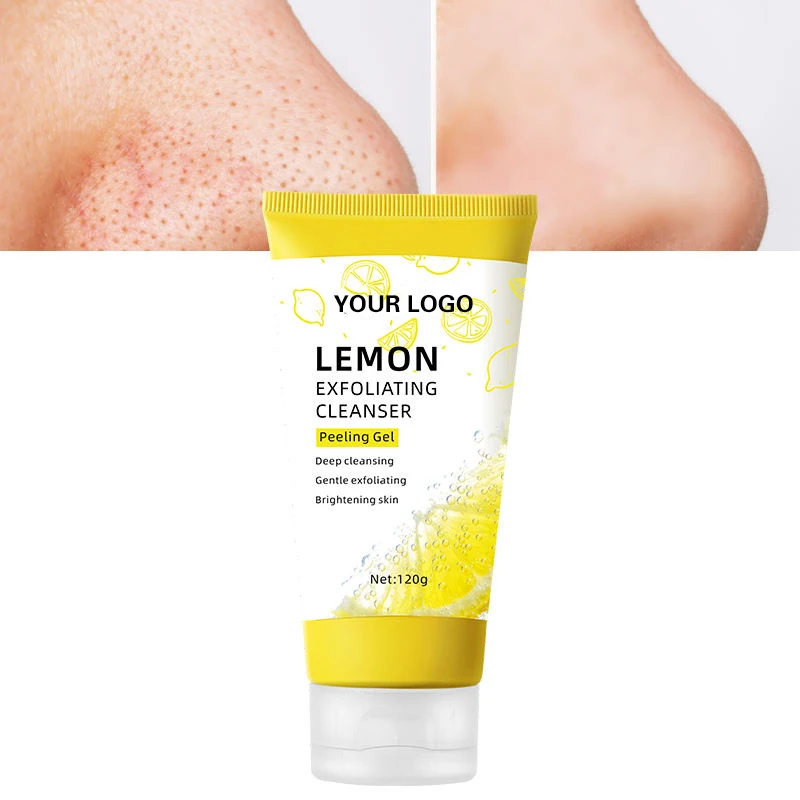 Custom LOGO Lemon Exfoliating Cleanser Skincare Purifying VC Face Wash Clear Pore VC Facial Peeling Gel
