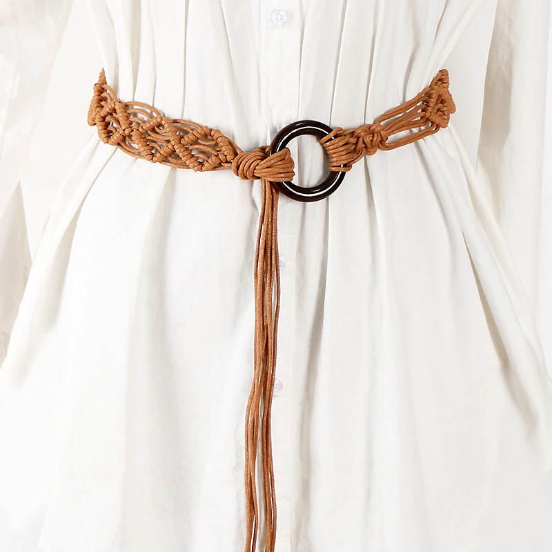 Fashion retro ethnic style woven belt bohemian ladies decorative waist chain waist belt accessories