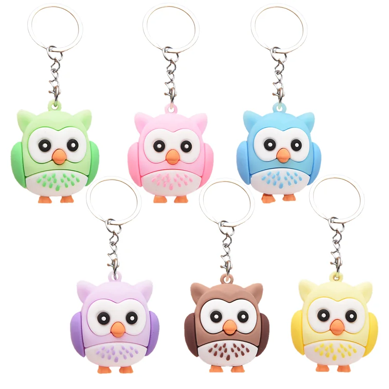 Cartoon Animal PVC Key Chain Pendant Creative UV Printed Owl Design Cute Forest Story Small Gift for Car Accessories Wholesale