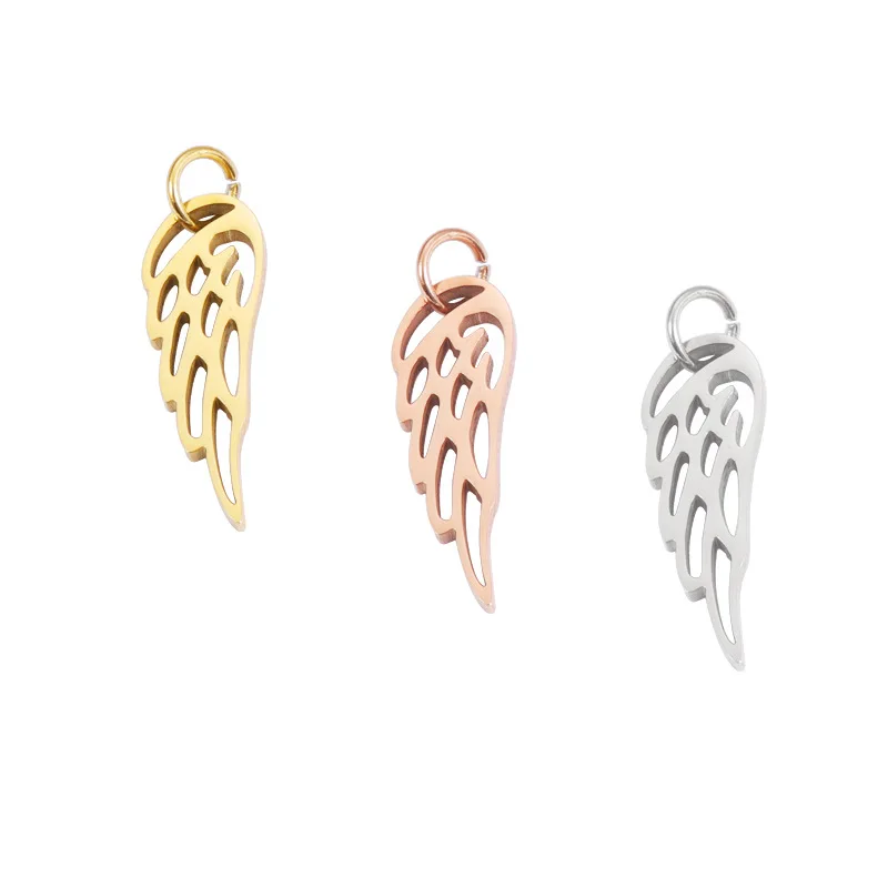 custom manufacturer jewellery lucky christmas angel wing charms stainless steel for jewelry making
