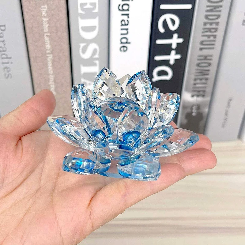 High Quality Beautiful Crystals Crafts Colorful Crystal Lotus Flower With Gift Box