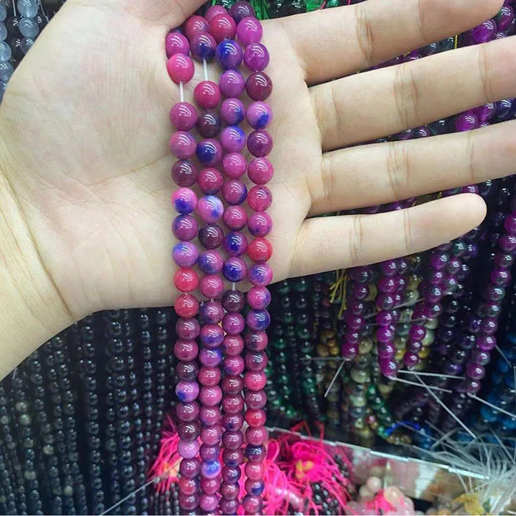 Wholesale 8mm natural stone beads red purple round bead for Jewelry making