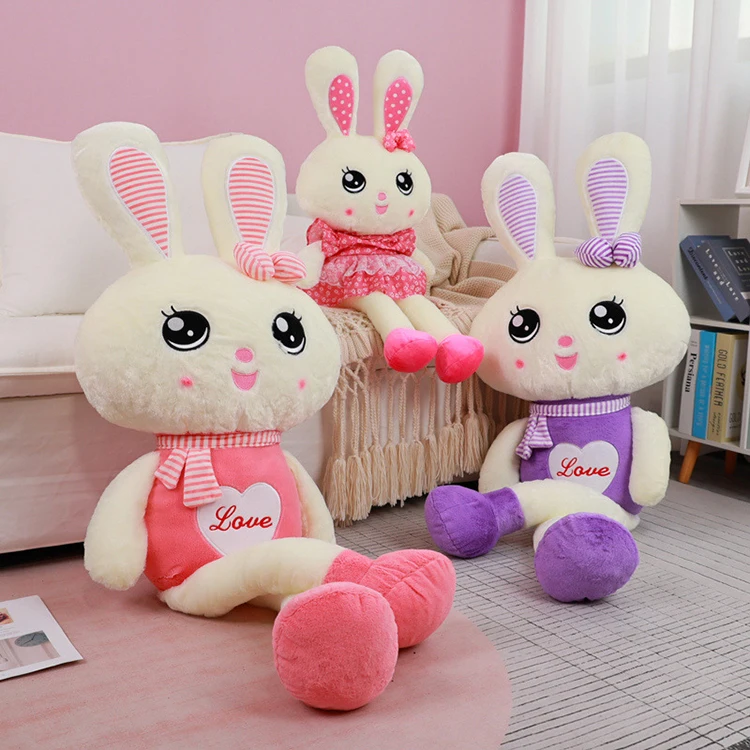 Cute wholesale love rabbit bunny doll plush pillow plush toy for girl gift doll