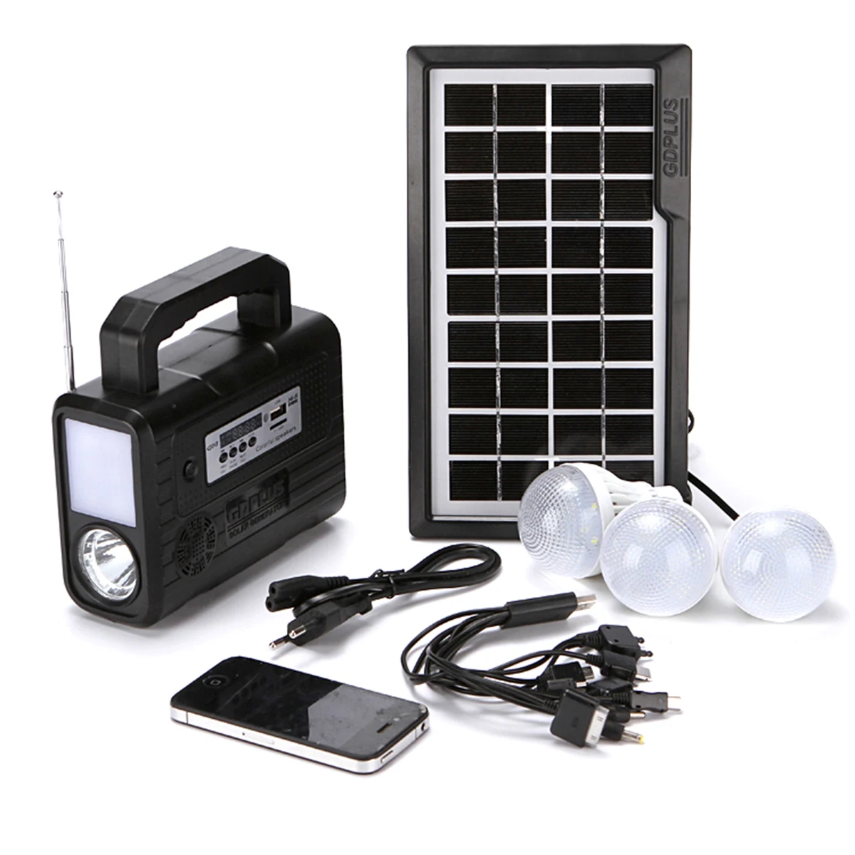 GDPLUS GD-8028 Solar Energy Lighting System Radio FM Remote Control Solar Lighting System For Indoor