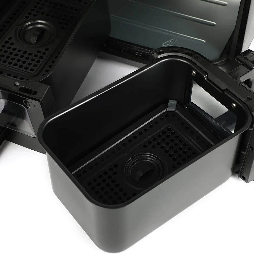 Hot selling healthy low fat oil free 6L+6L double door metal high-end products black air fryer