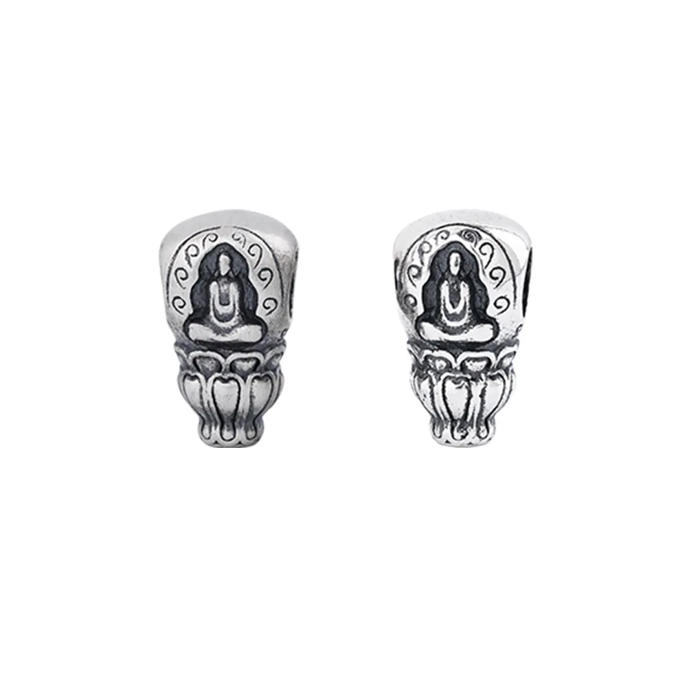 S925 Sterling Silver Tibetan Faceless Buddha One-Piece Three-Way Buddha Head Manual DIY Literary Jewelry Findings Components